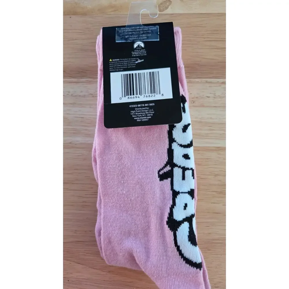 Grease Movie Tell Me About It Stud Pink Crew Socks Size 6.5-12 Paramount nwt